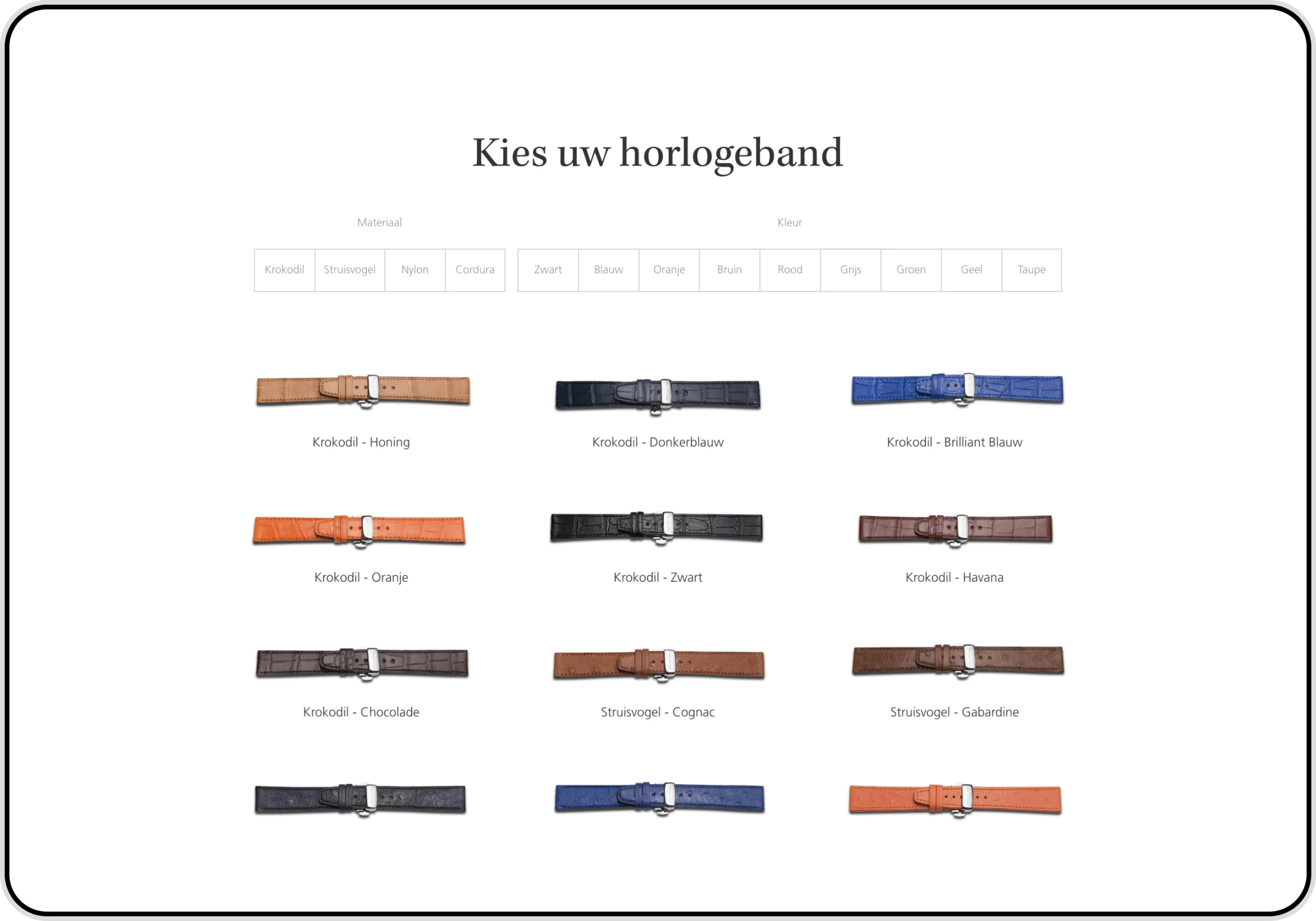 Screenshot of a webpage on the Van der Gang Watches website