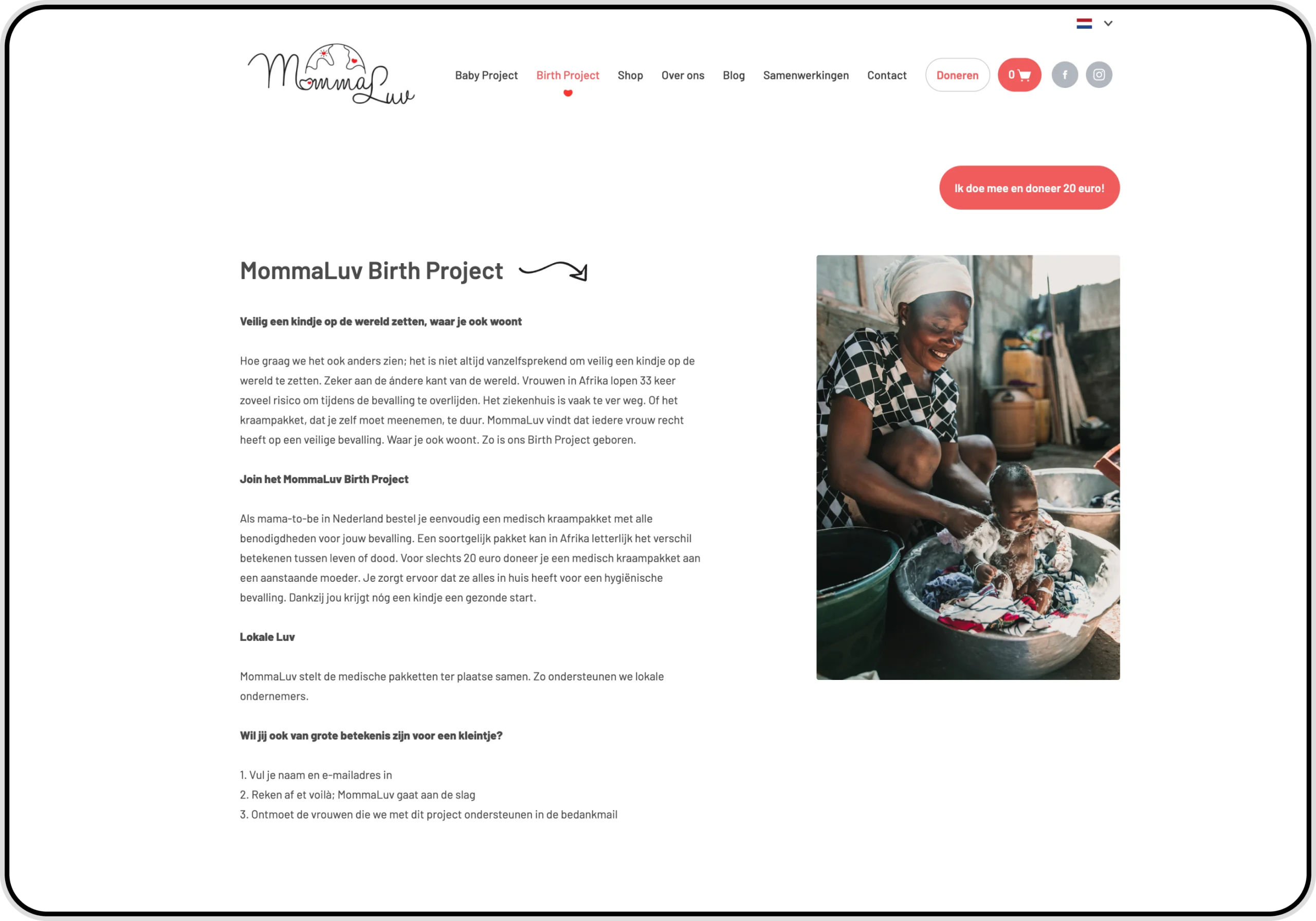 Screenshot of a webpage on the MommaLuv website