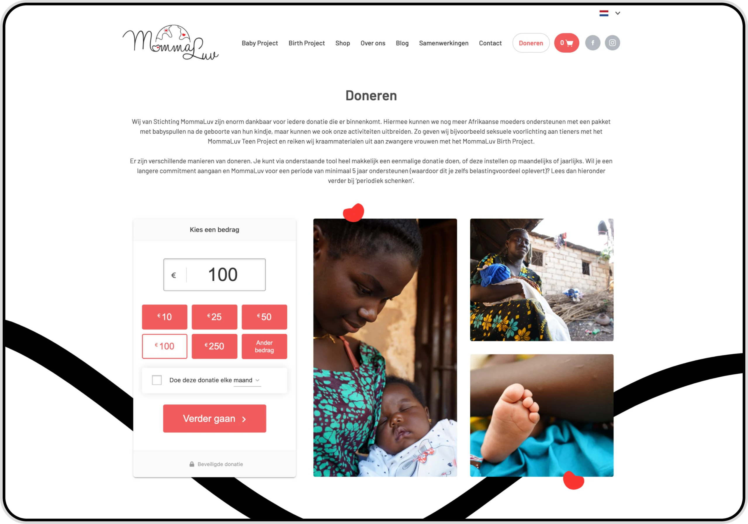 Screenshot of a webpage on the MommaLuv website