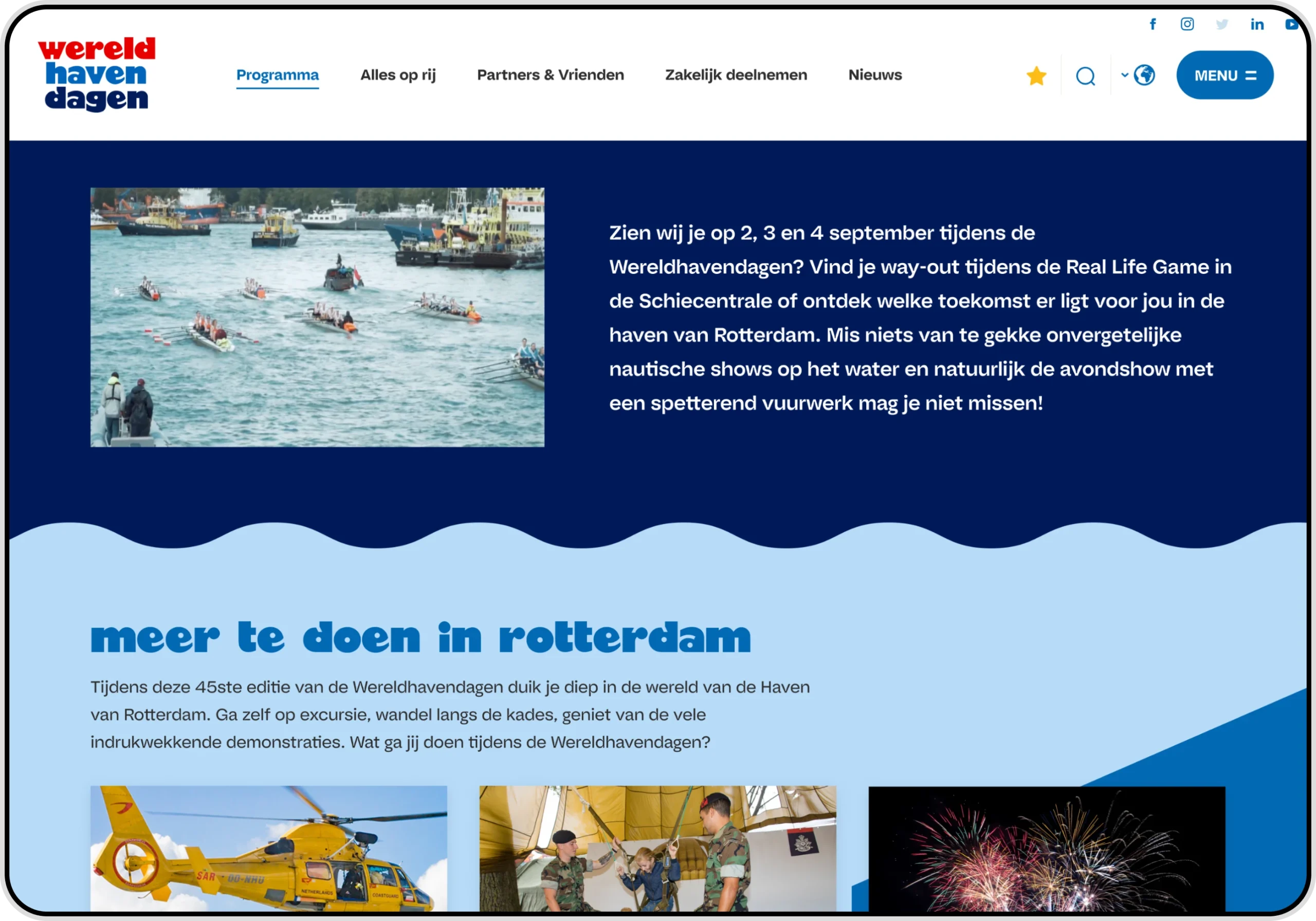 Screenshot of a webpage on the Rotterdam World Port Days website
