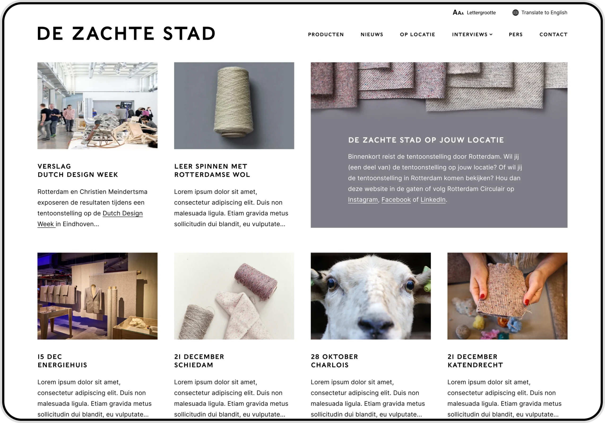 A screenshot of The Soft City webpage design