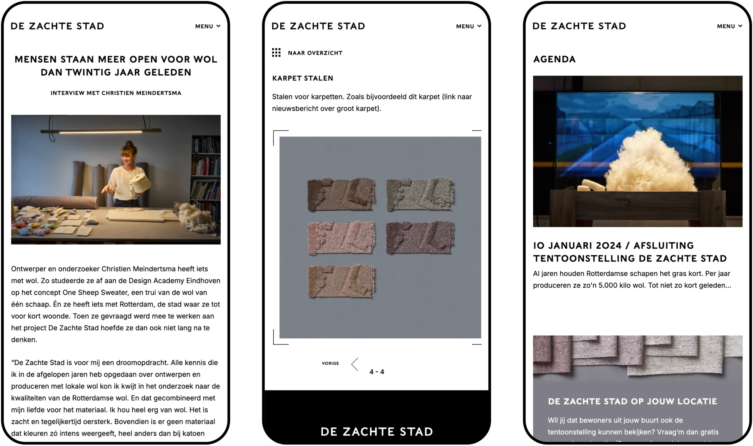 A screenshot of The Soft City mobile interface design