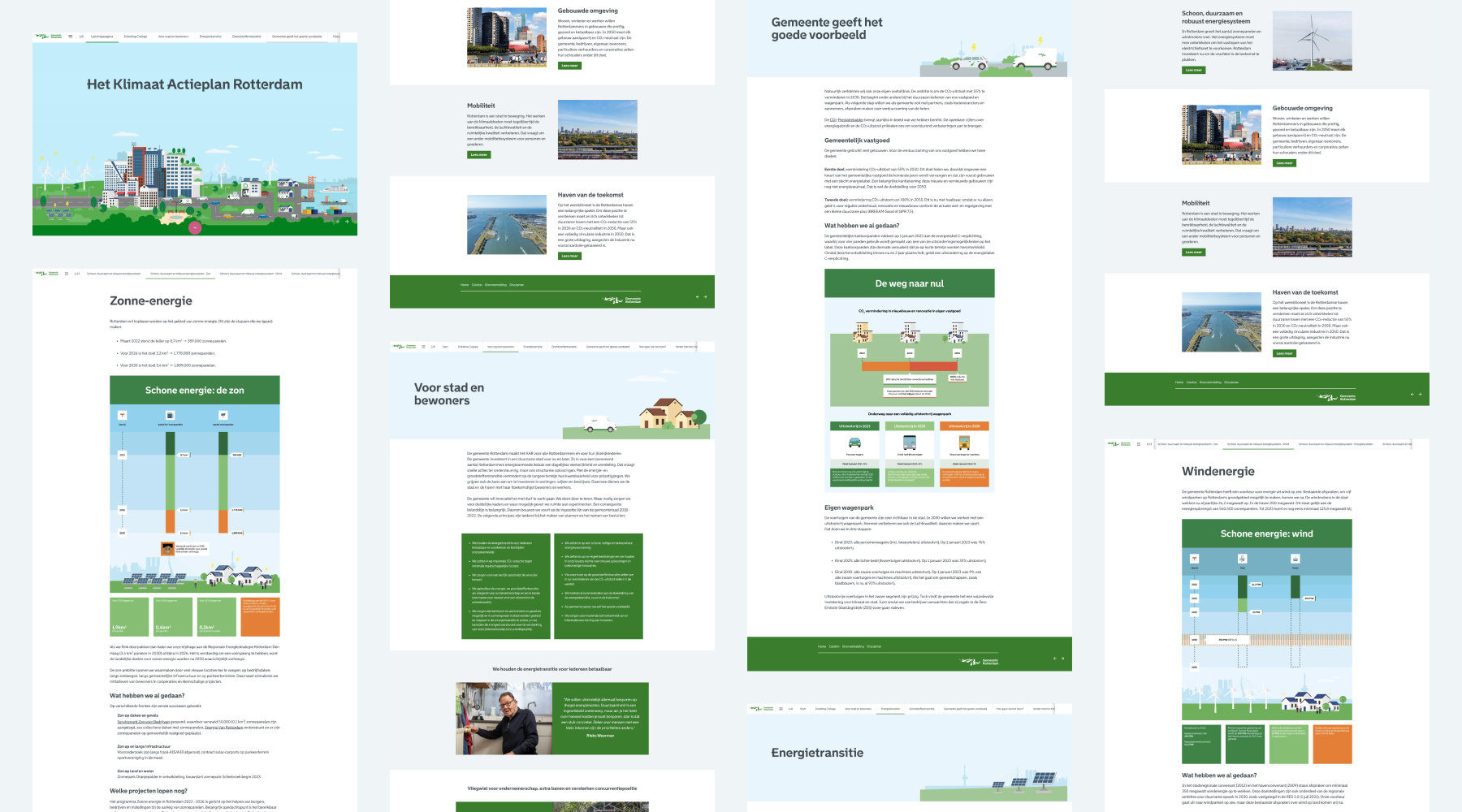 A collage screenshots of the Rotterdam Climate Action Plan webpage