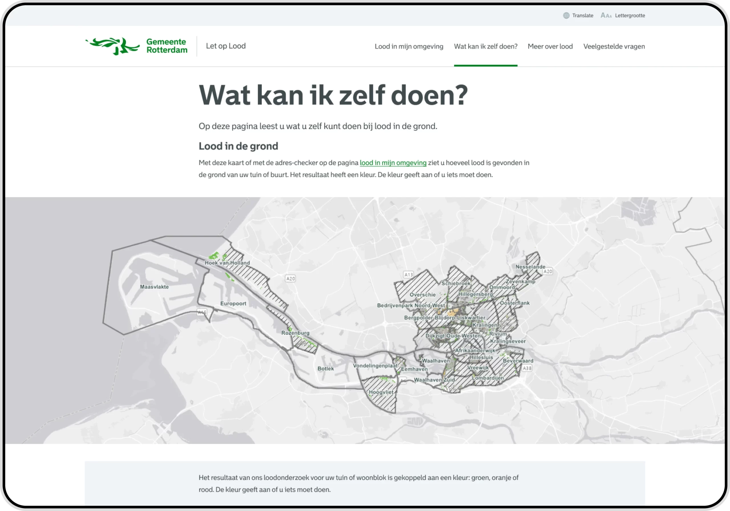 Screenshot of the take note of lead campaign webpage on the Rotterdam municipality website