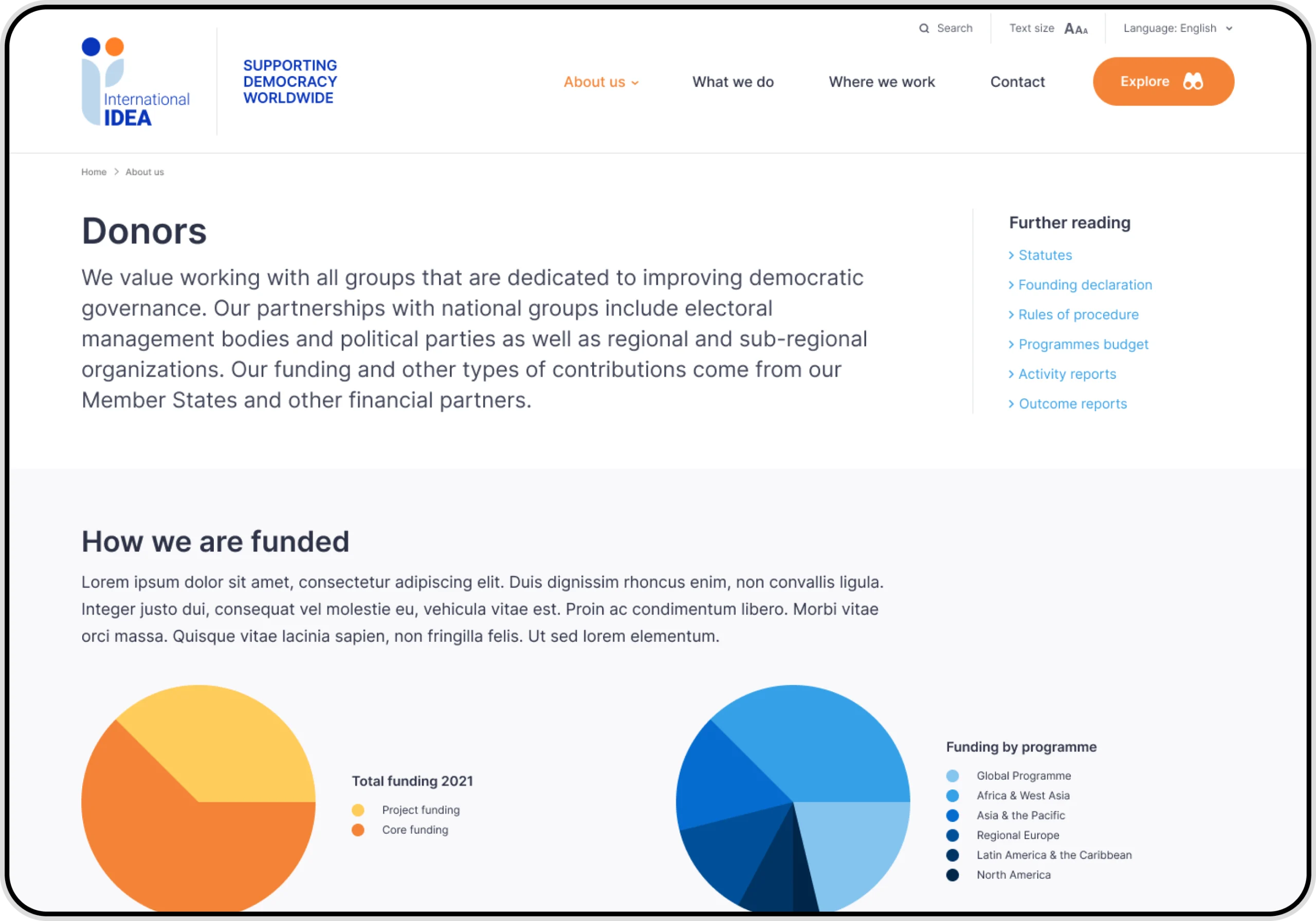 Donors webpage screenshot