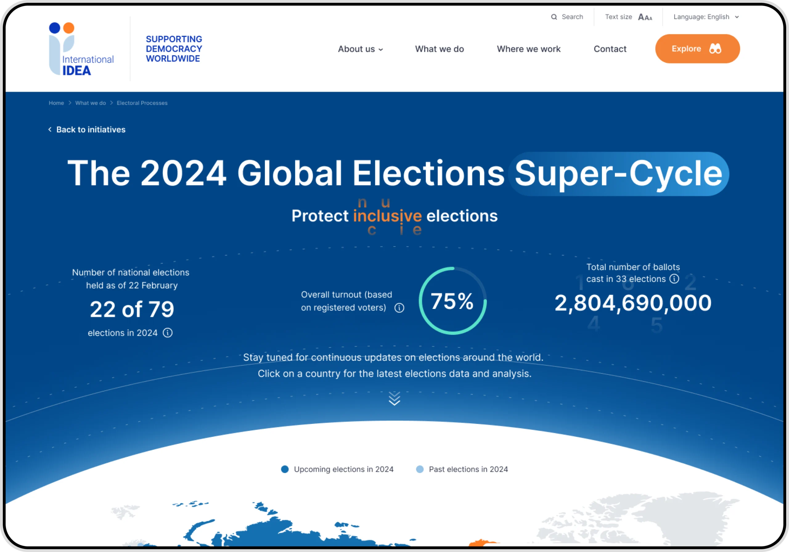 IDEA International 2024 Global Elections Super-Cycle webpage screenshot