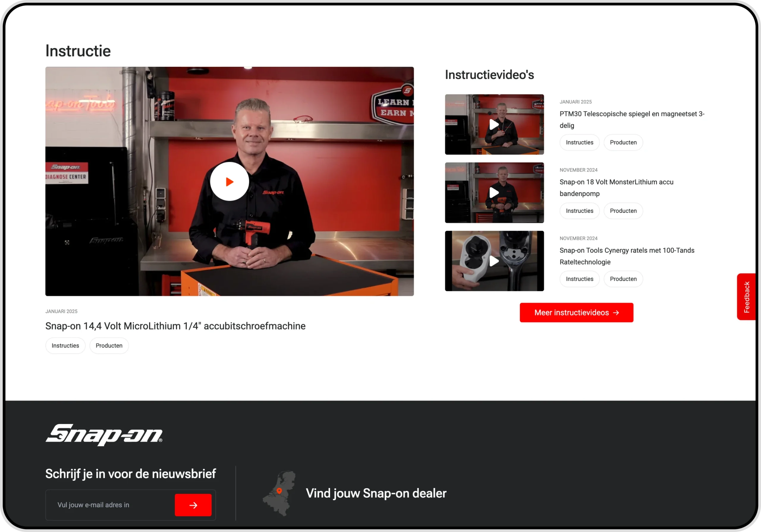 Screenshot of a webpage on the Snap-On website