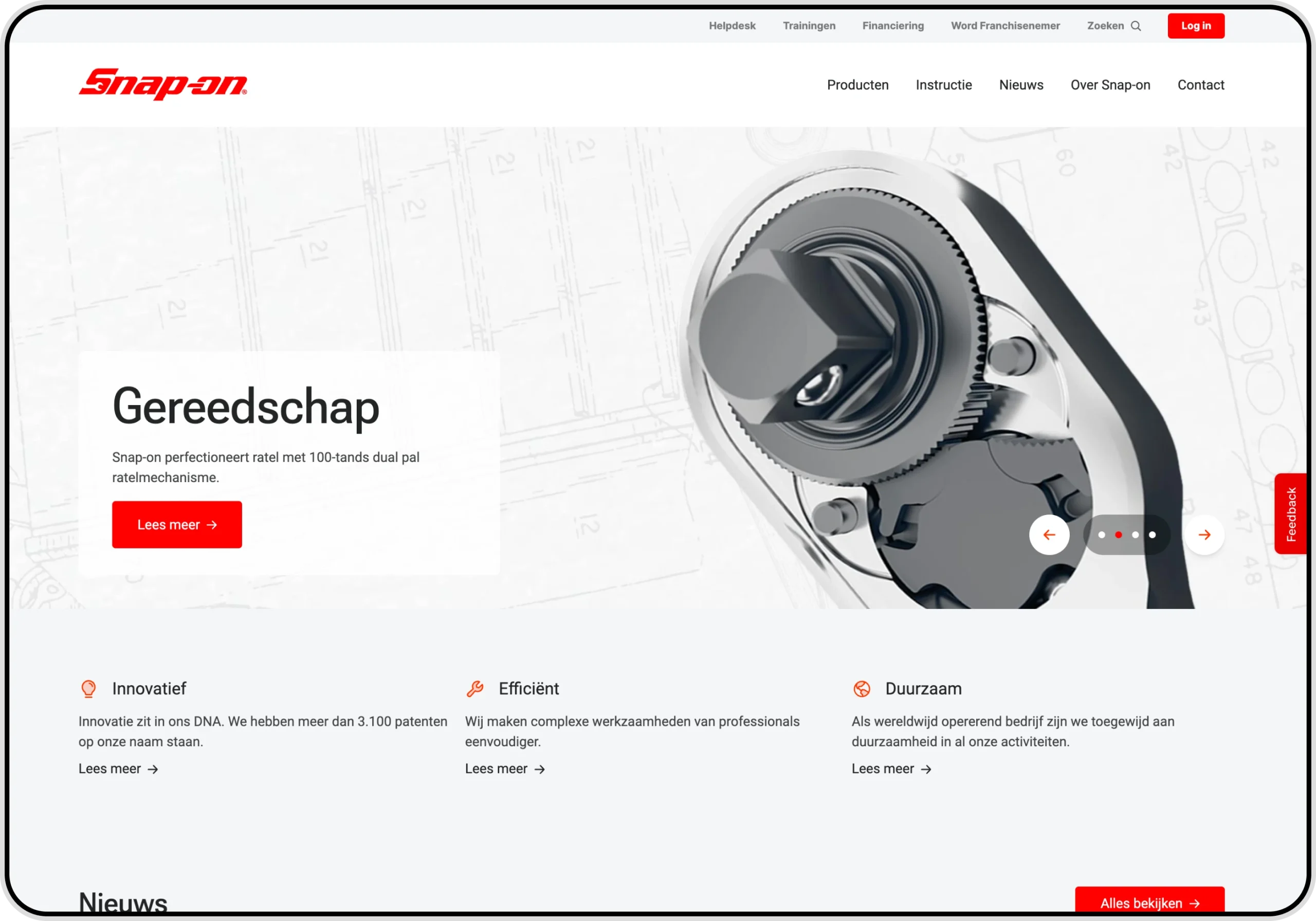 Screenshot of a webpage on the Snap-On website