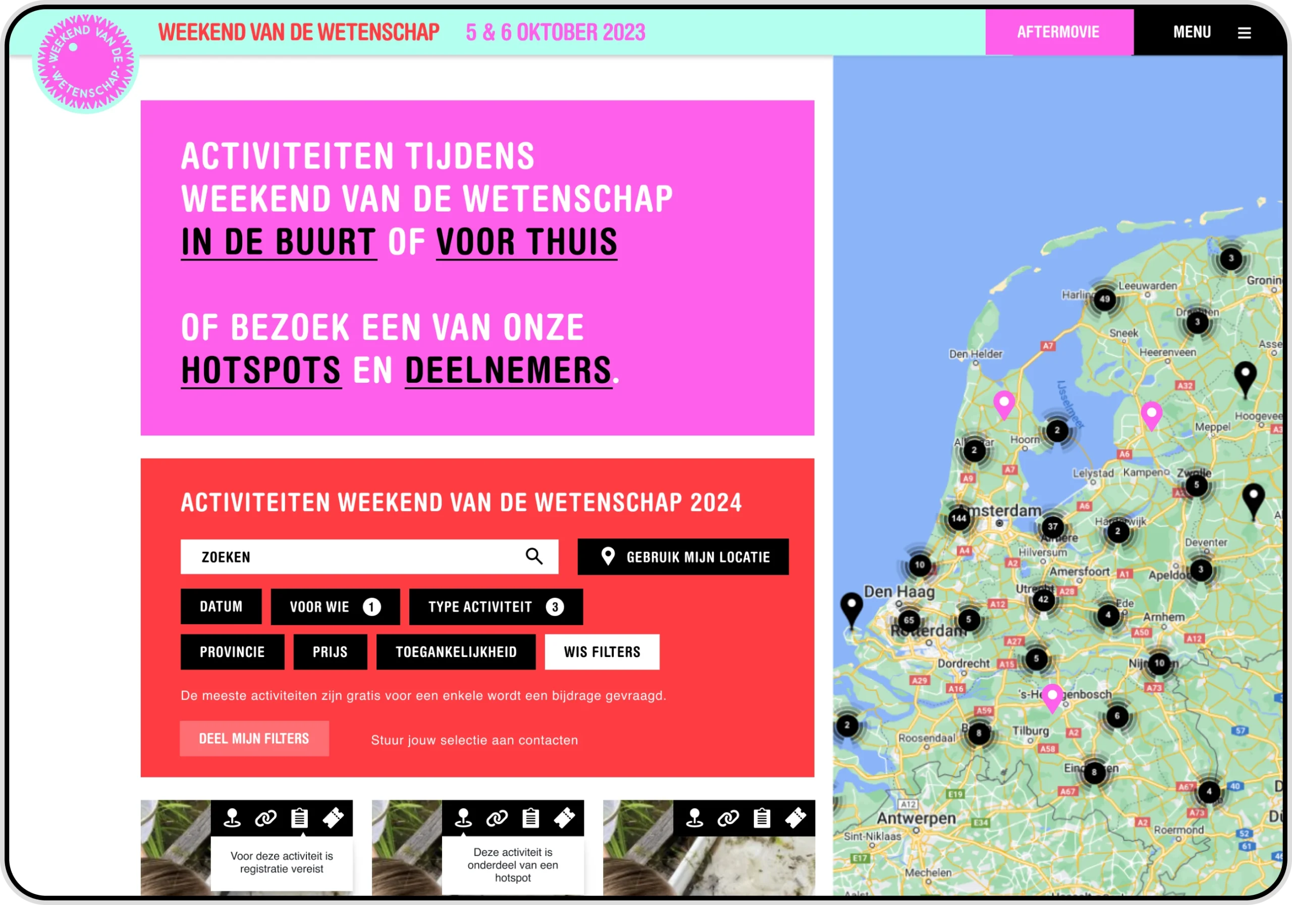 Screenshot of a webpage on the Weekend of Science website