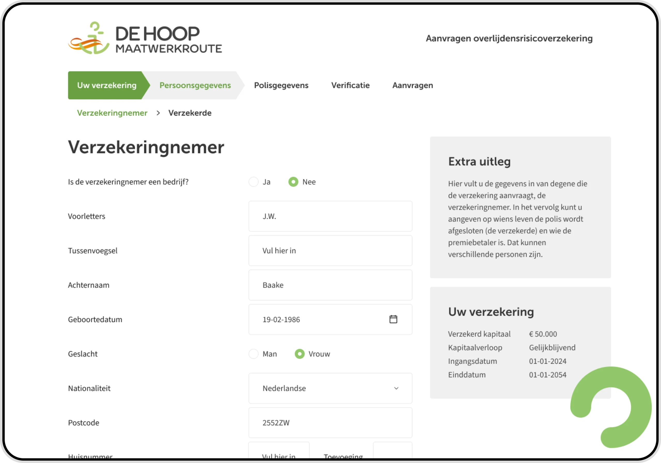 Screenshot of a webpage on the De Hoop website