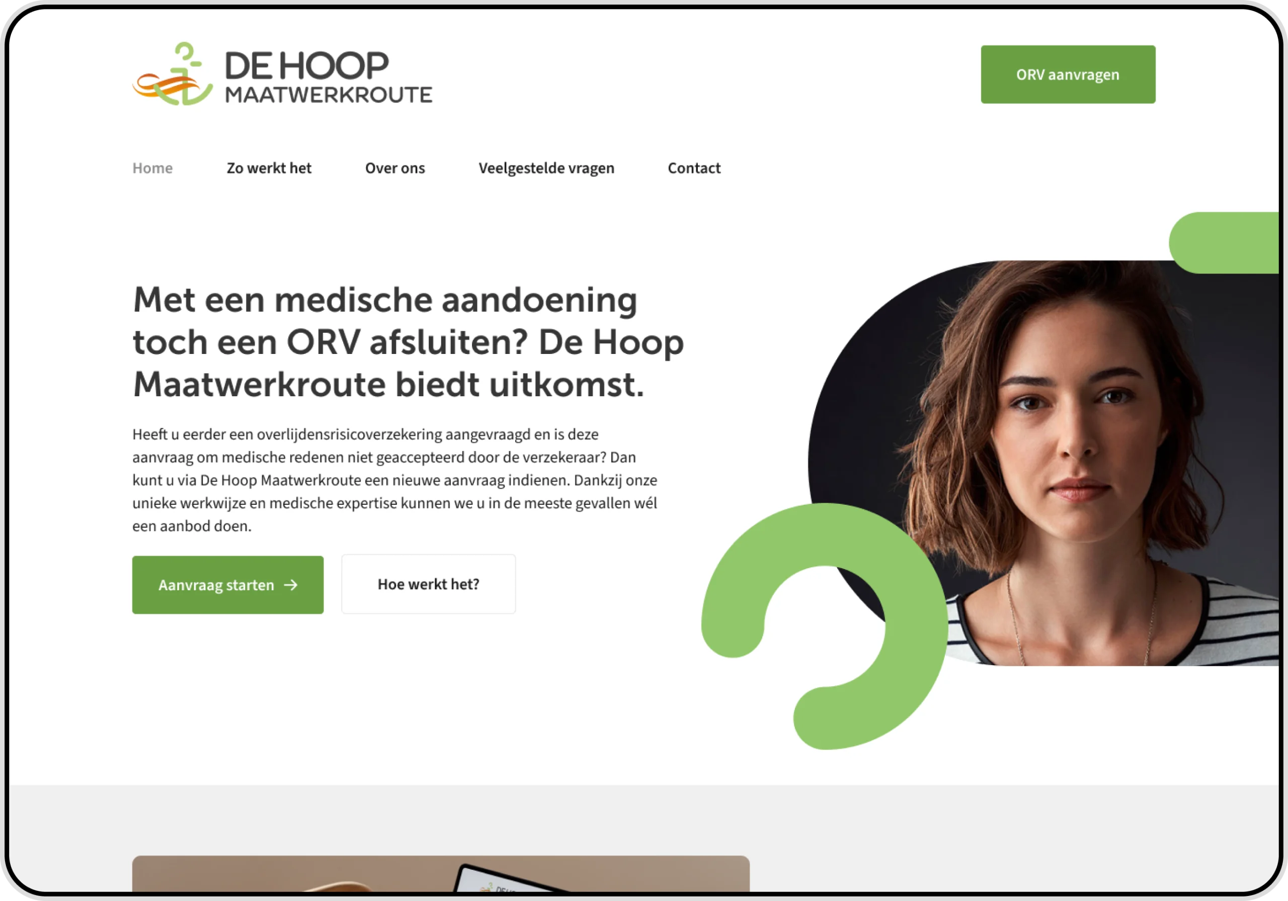 Screenshot of a webpage on the De Hoop website