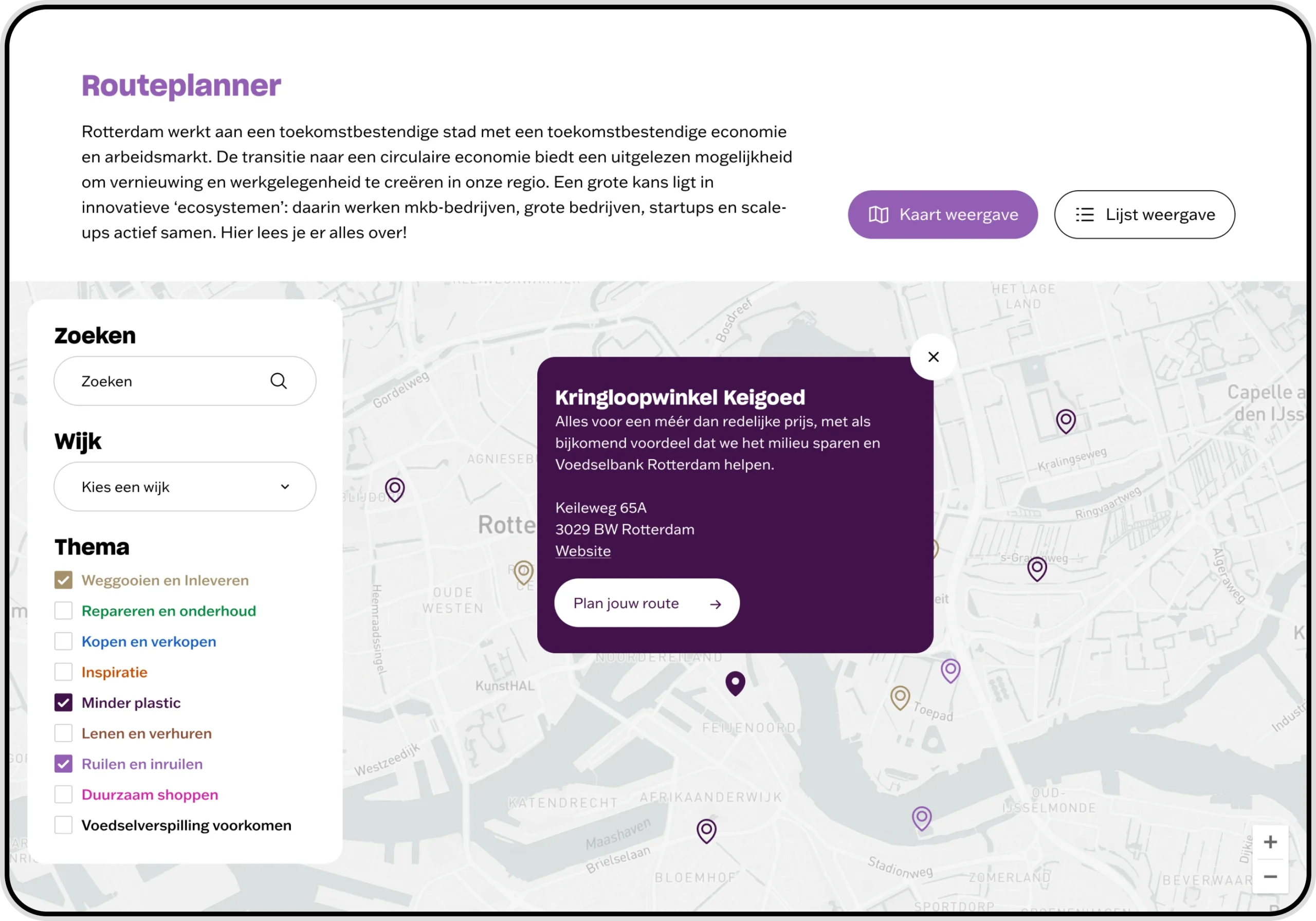 Screenshot of a webpage on the Rotterdam Circulair website